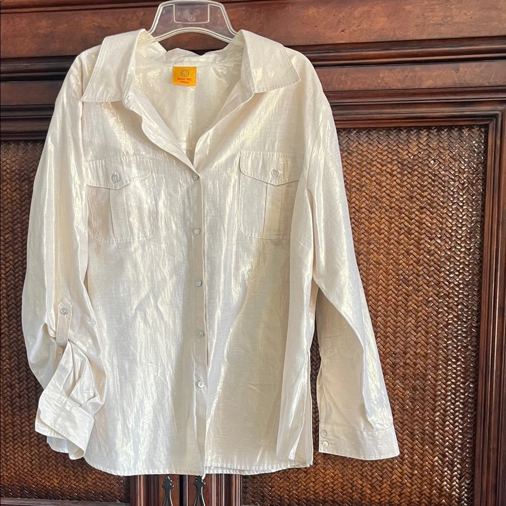 Ruby Rd. Cream Button Down Shirt - Picture 1 of 3